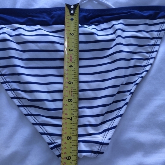 Sperry Nautical Bikini, White & Navy Stripes, Size M - Picture 3 of 4